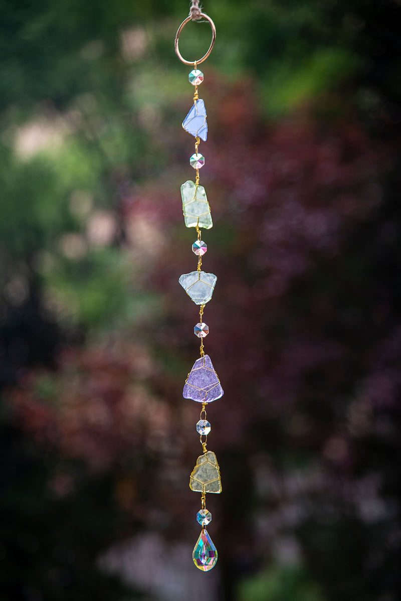 Pet Memorial Light Catcher - Floral Blue Background 10cm
