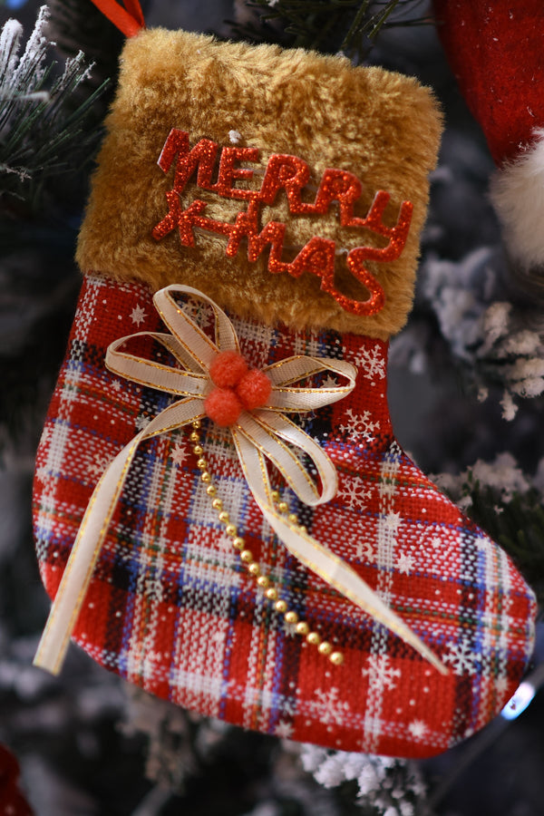 Knitted Christmas Stocking - Leather UV Striped Pocket Snowflake 5-Pack